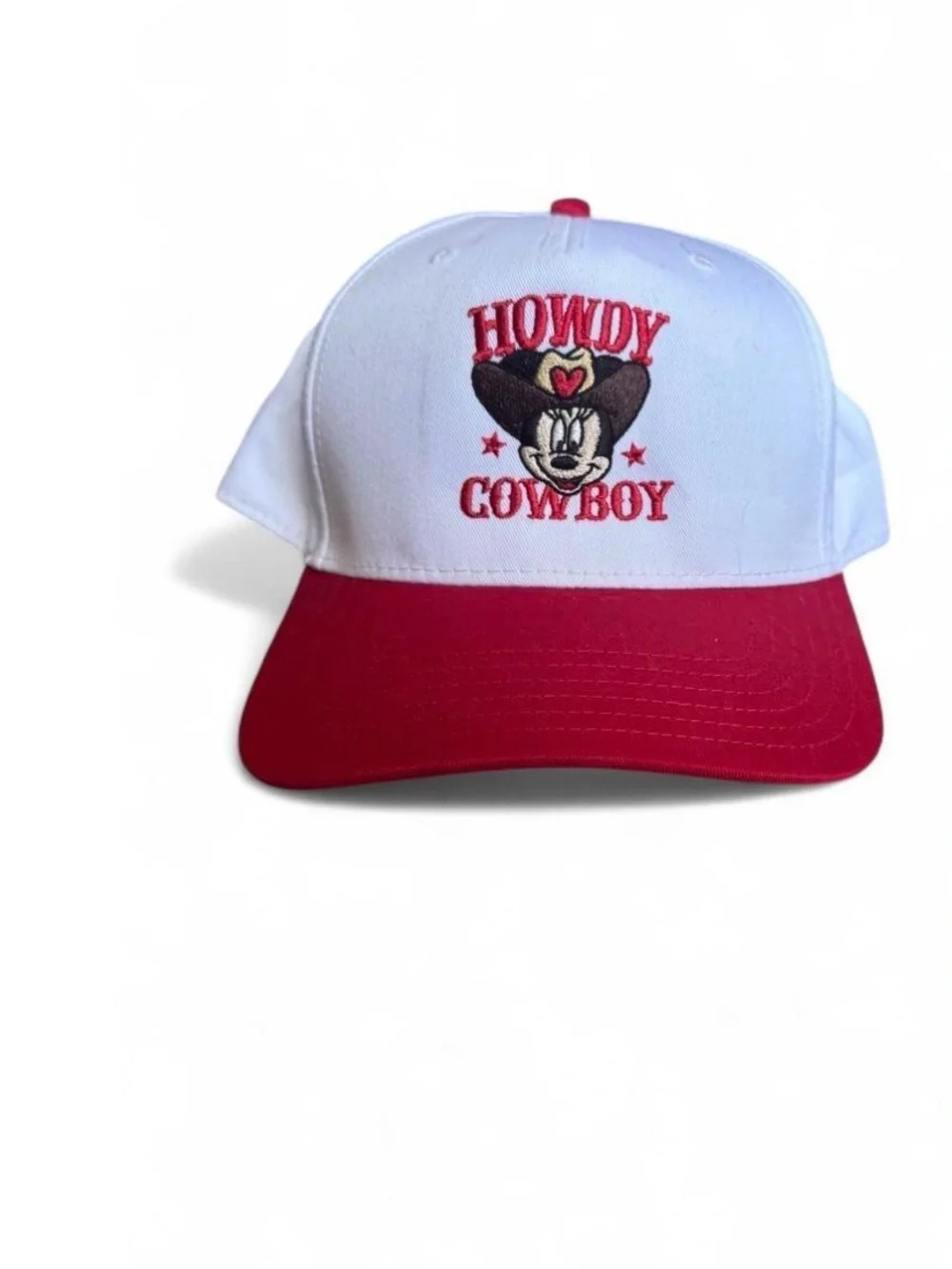 Custom Disney Minnie Mouse Cowboy Hat | White and Red | Adjustable